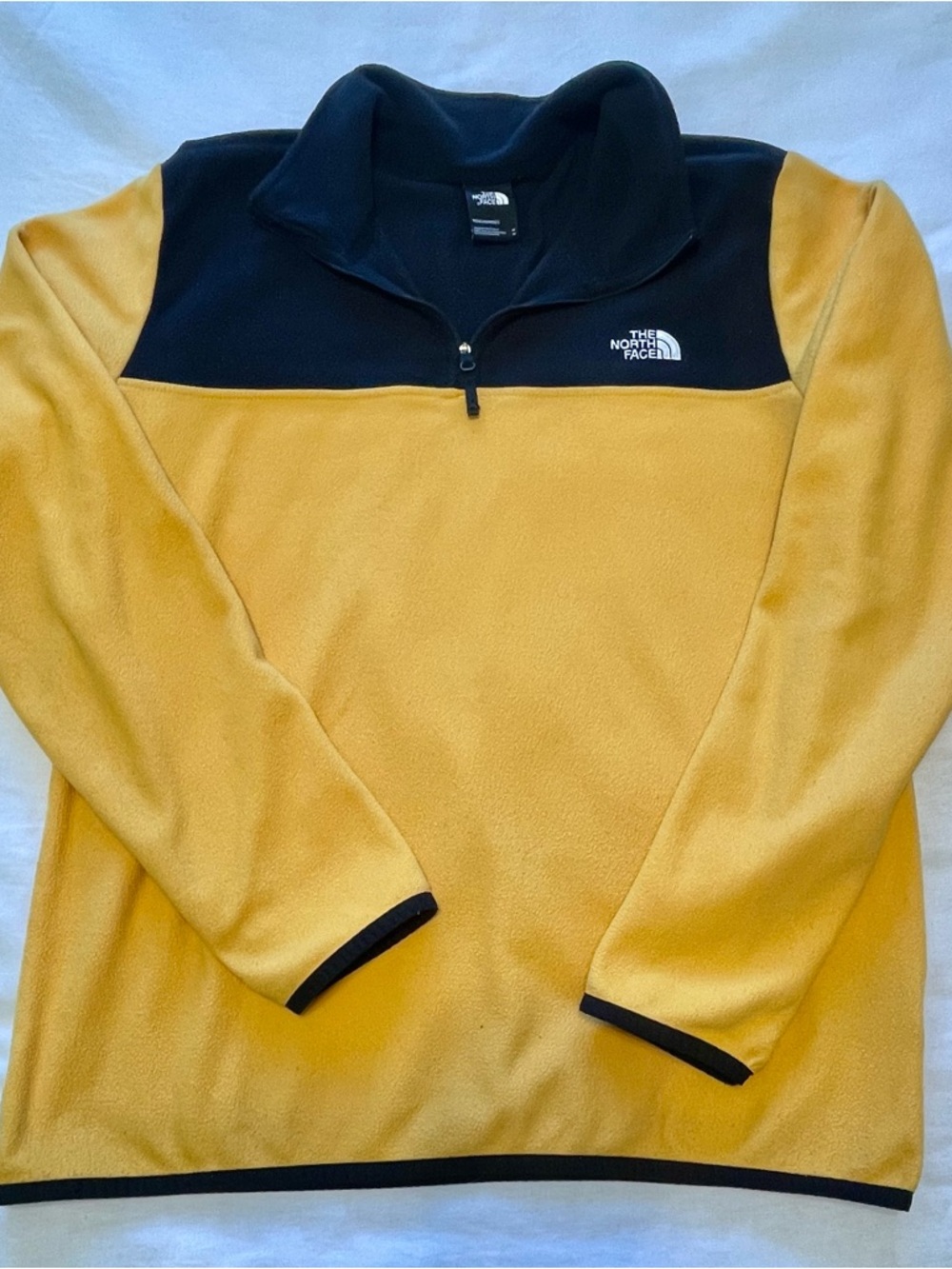 The North Face Men's Yellow and Black Zip-Up Fleece Pullover